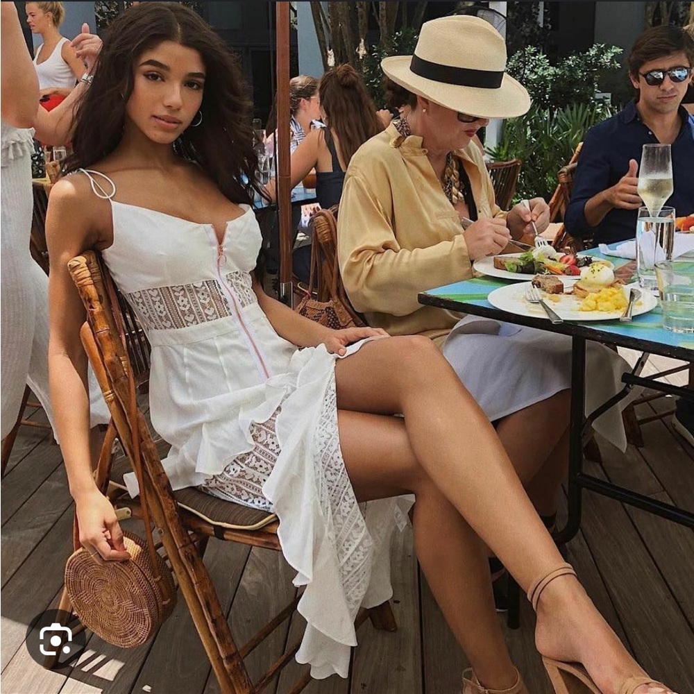 For Love & Lemons | Lovebird Lace Midi Dress in White